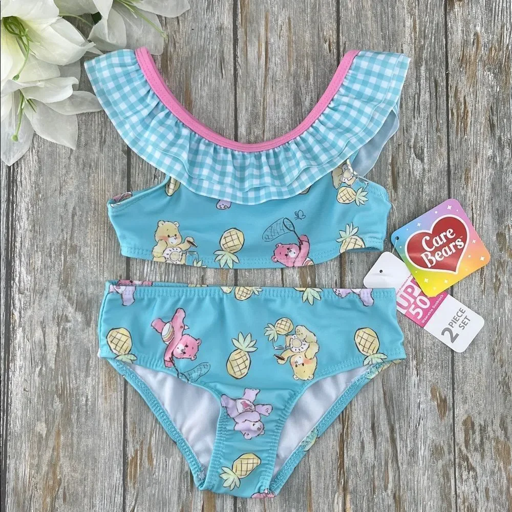 Toddler Girl Care Bears Ruffle Bikini Swimsuit Two-Piece, Size 3T
